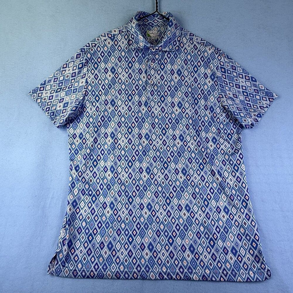 TailorByrd Golf Shirt BLUE Geometric MEN'S  Size M EUC 1001